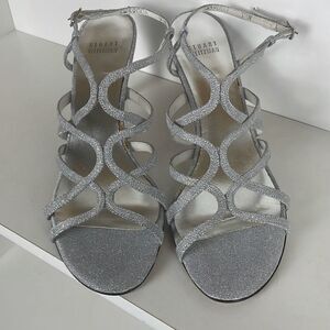 Stuart Weitzman Y2K Silver Slingback Strappy Heeled Sandals 9.5N